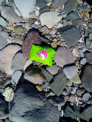 A child's armband on a beach near Eftalou.