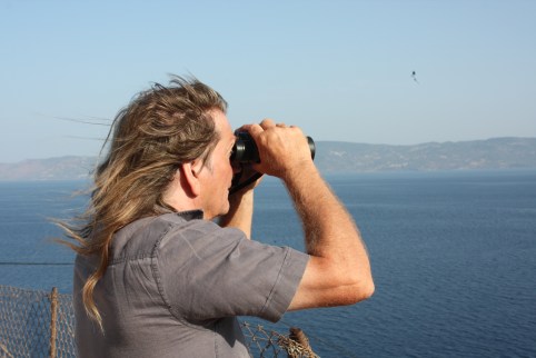 Eric Kempson watches for boats